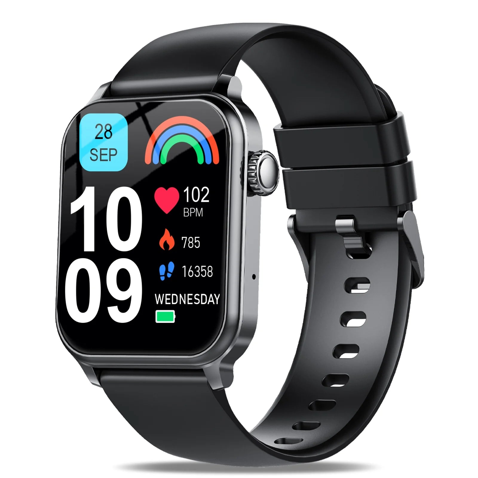 Smart Watch for Men Women with 600 Mah 30 Day+Battery Life, 1.85" HD Screen Fitness Tracker, Make/Recive Call, 110+ Sport Mode, IP68 Waterproof, Fitness Watch for Android/Ios (Black)