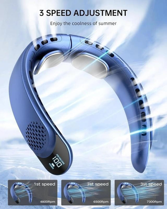 Frsara Neck Fan, Personal Fan with LED Display, Portable Neck Fan, Hands Free Bl