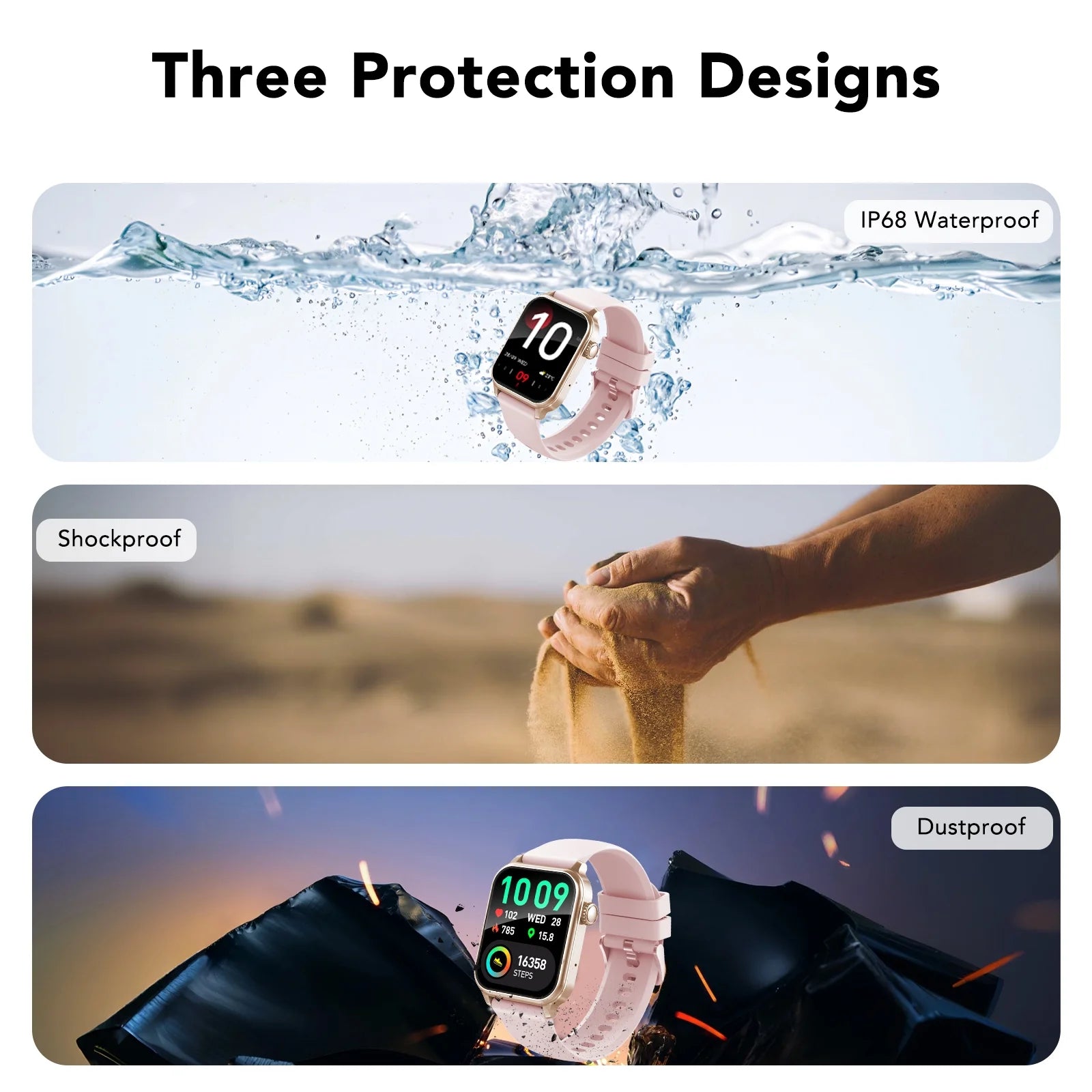 Smart Watches for Men Women, Smartwatch Fits for Iphone Android 1.83" HD Fitness Tracker with Call Function, 600 Mah 30 Day Battery Life, 110+ Sport Modes, Fitness Watch, IP68 Waterproof Pink