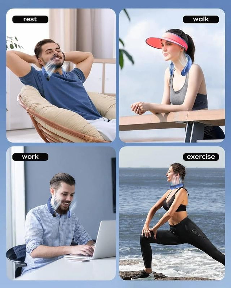 Frsara Neck Fan, Personal Fan with LED Display, Portable Neck Fan, Hands Free Bl