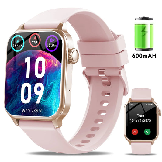 Smart Watches for Men Women, Smartwatch Fits for Iphone Android 1.83" HD Fitness Tracker with Call Function, 600 Mah 30 Day Battery Life, 110+ Sport Modes, Fitness Watch, IP68 Waterproof Pink