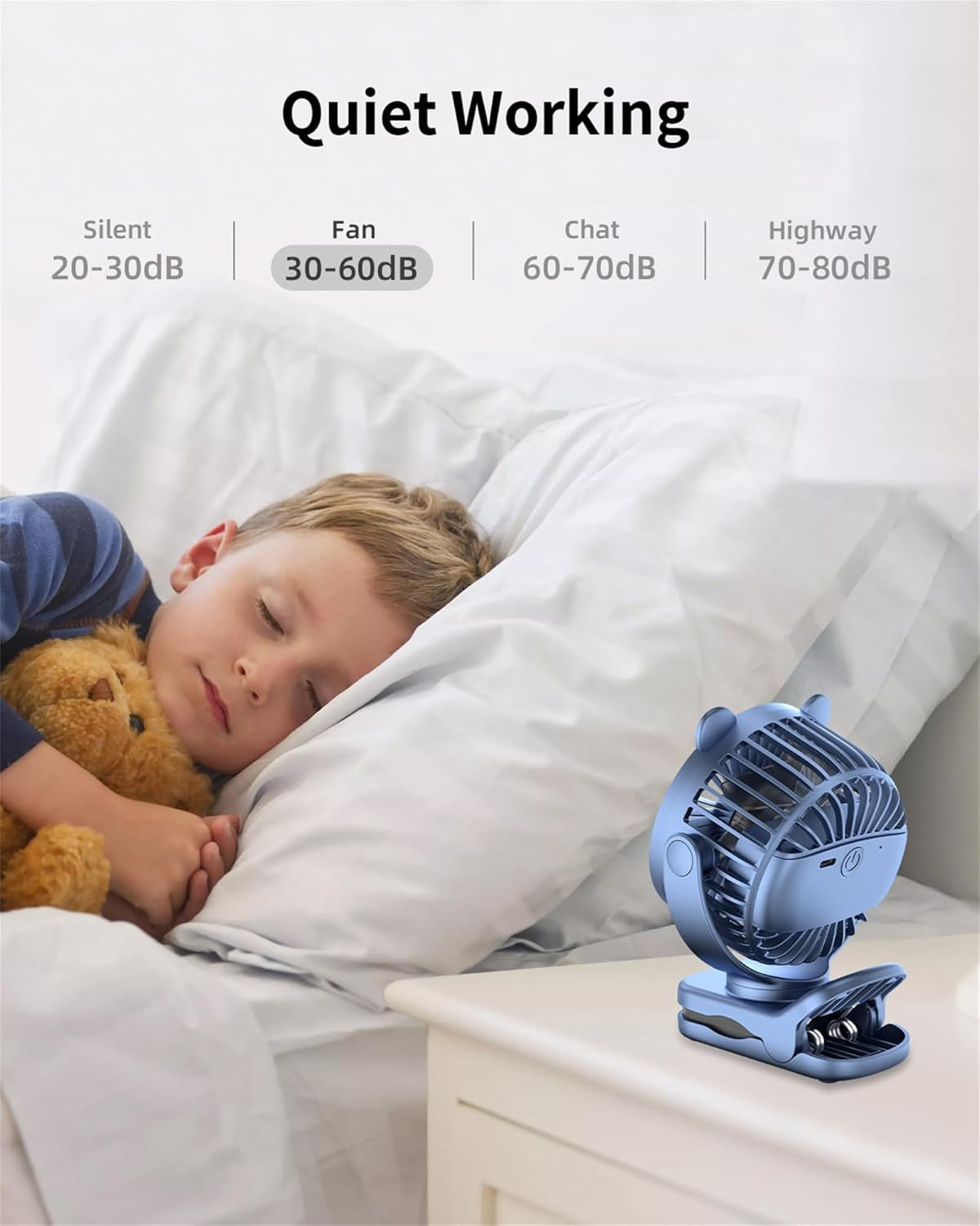 Clip on Fan, Rechargeable Portable Fan with 2000Mah Battery Operated, Small Fan
