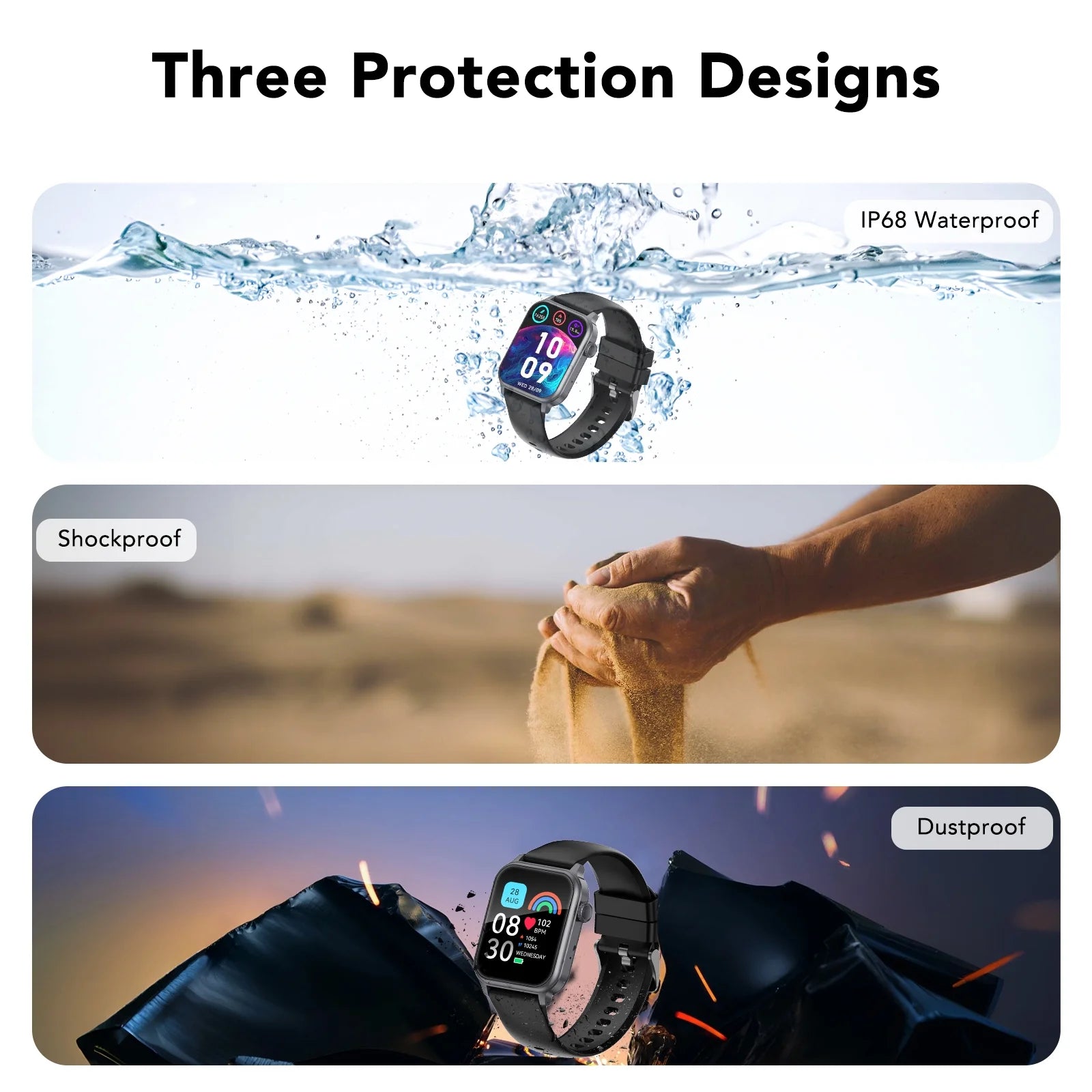 Smart Watch for Men Women with 600 Mah 30 Day+Battery Life, 1.85" HD Screen Fitness Tracker, Make/Recive Call, 110+ Sport Mode, IP68 Waterproof, Fitness Watch for Android/Ios (Black)