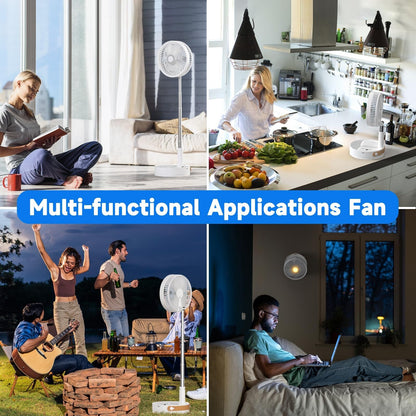 Marchpower Foldable Oscillating Standing Fan with Remote, 8" Portable Powerfu...