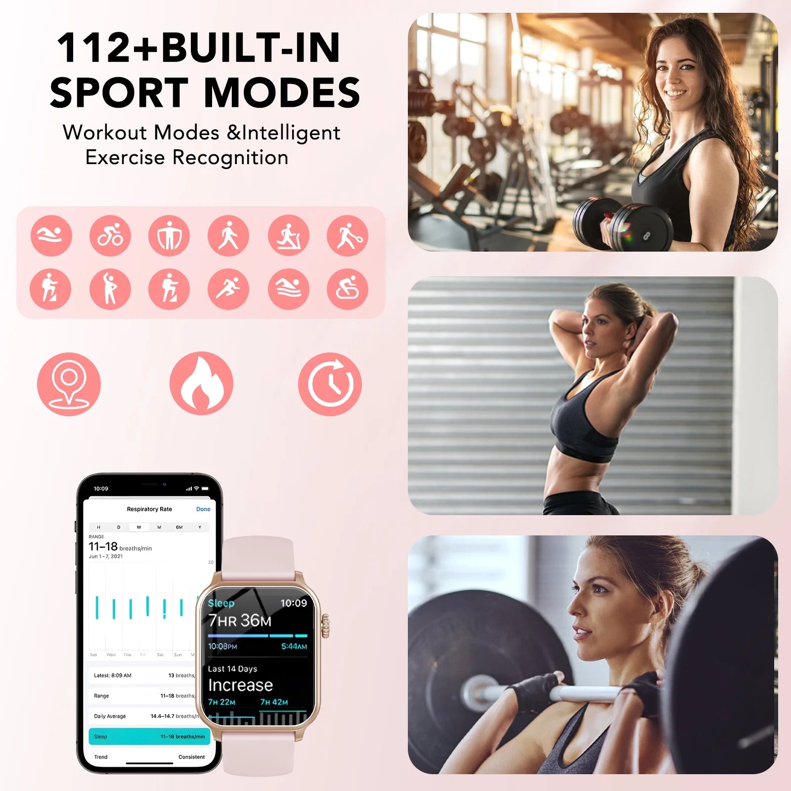 Smart Watches for Men Women, Smartwatch Fits for Iphone Android 1.83" HD Fitness Tracker with Call Function, 600 Mah 30 Day Battery Life, 110+ Sport Modes, Fitness Watch, IP68 Waterproof Pink