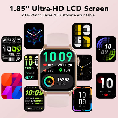 Smart Watches for Men Women, Smartwatch Fits for Iphone Android 1.83" HD Fitness Tracker with Call Function, 600 Mah 30 Day Battery Life, 110+ Sport Modes, Fitness Watch, IP68 Waterproof Pink