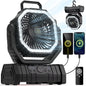 Camping Battery Operated Powered Fan with LED Lantern Light 20000Mah Rechargeable Portable Oscillating Fan,Cordless USB Desk Fan
