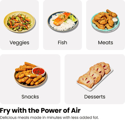 Dual Basket Air Fryer W/ Digital Touchscreen, 2 Independent 3 Qt Baskets, Sync Finish - Black